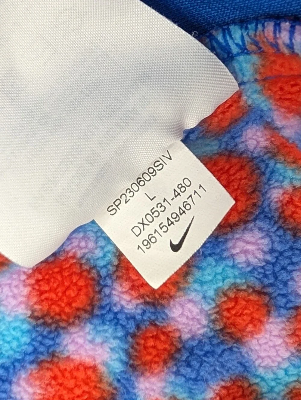 Nike Sportswear Club+ PLR Dot Fleece Full Zip Jacket Multicolor Polka Large L